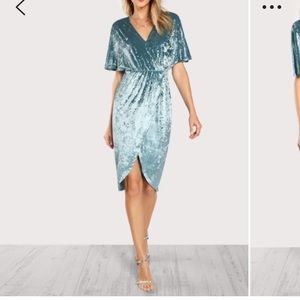 SheIn - Dolman Sleeve Crushed Velvet Wrap Dress